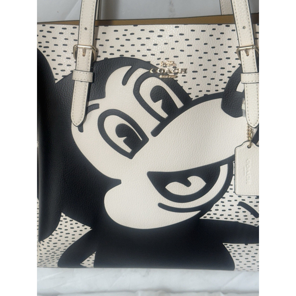 Coach C6978 Mickey Mouse X Keith Haring Mollie Large Leather Shoulder Tote Bag - Picture 9 of 16